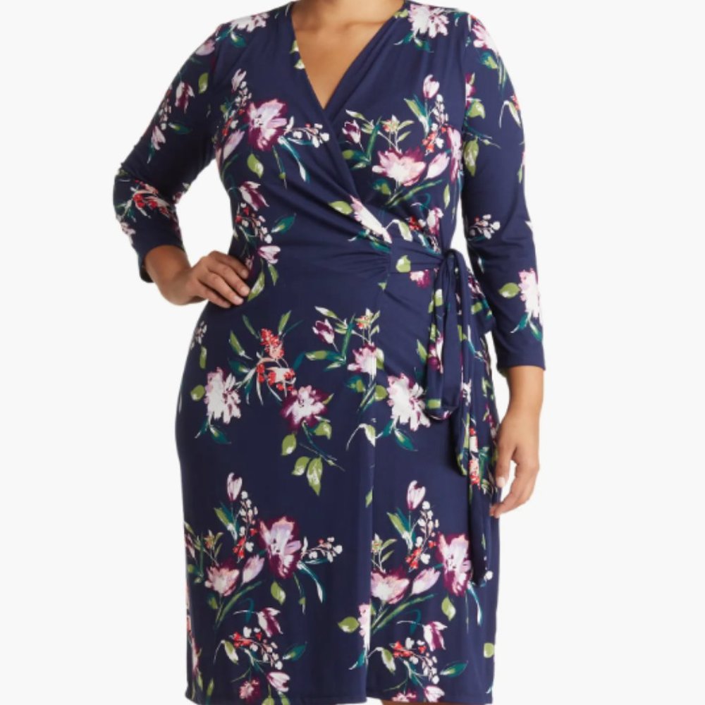 Renee C Floral Wrap Dress, size 3XL, NWOT